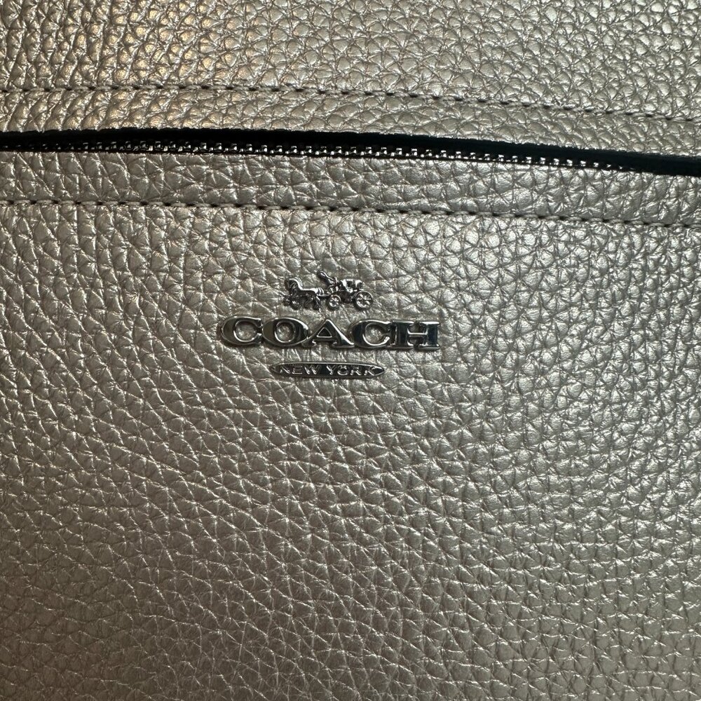 COACH Metallic Leather Prairie Satchel Platinum 87686 Convertible Crossbody $328 - Picture 2 of 12